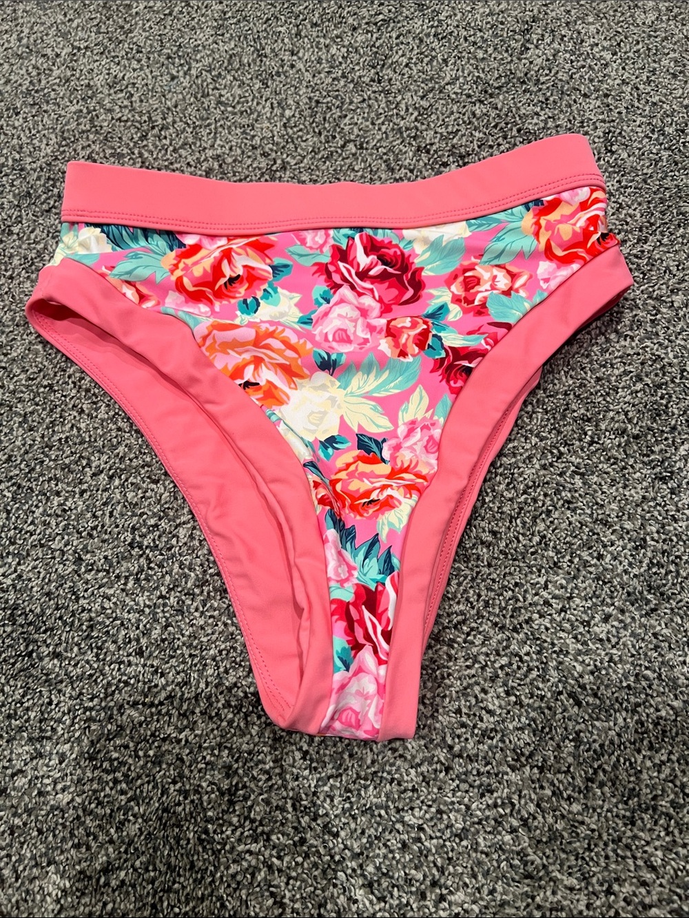 Women's Coral Floral High-Cut Bikini Bottom
